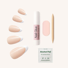 Load image into Gallery viewer, Nano® French Whisper Pressed on Nails - 24pcs with Glue | Instant Gel-Like Shine, Classic Nude French Glossy Fake Nails Set