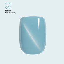 تحميل الصورة إلى عارض المعرض، Nano® Glacier Cat Gleam Pressed on Nails - 24pcs with Glue | Instant Gel-Like Shine, Icy Blue Chrome Fake Nails Set