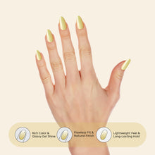Load image into Gallery viewer, Nano® Golden Mirage Pressed on Nails - 24pcs with Glue | Instant Gel-Like Shine, Iridescent Gold Fake Nails Set