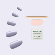 Load image into Gallery viewer, Nano® Lilac Mist Pressed on Nails - 24pcs Self-Adhesive | Soft Grey-Lilac Finish, Glossy Neutral Fake Nails Set
