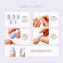 Load image into Gallery viewer, Nano® Lilac Mist Pressed on Nails - 24pcs Self-Adhesive | Soft Grey-Lilac Finish, Glossy Neutral Fake Nails Set
