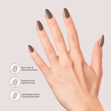 Load image into Gallery viewer, Nano® Mauve Muse Pressed on Nails - 24pcs Self-Adhesive | Soft Brown Mauve Finish, Glossy Natural Fake Nails Set
