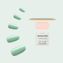 Load image into Gallery viewer, Nano® Mint Breeze Pressed on Nails - 24pcs Self-Adhesive | Fresh Pastel Green Finish, Glossy Mint Fake Nails Set

