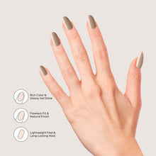 Load image into Gallery viewer, Nano® Moonlit Taupe Pressed on Nails - 24pcs Self-Adhesive | Soft Neutral Taupe Finish, Glossy Everyday Fake Nails Set
