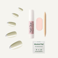 Load image into Gallery viewer, Nano® Opal French Glow Pressed on Nails - 24pcs with Glue | Instant Gel-Like Shine, Pearl White Glossy Fake Nails Set