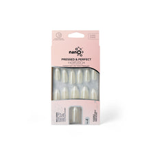 Load image into Gallery viewer, Nano® Opal French Glow Pressed on Nails - 24pcs with Glue | Instant Gel-Like Shine, Pearl White Glossy Fake Nails Set