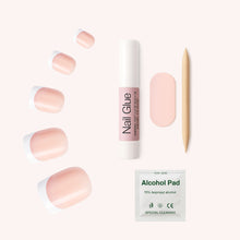Load image into Gallery viewer, Nano® Parisian Whisper Pressed on Nails - 24pcs with Glue | Instant Gel-Like Shine, Soft Pink French Tip Fake Nails Set