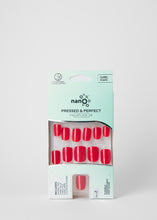 Load image into Gallery viewer, Nano® Red Velvet Glow Pressed on Nails - 24pcs with Glue | Instant Gel-Like Shine, Classic Red Glossy Fake Nails Set
