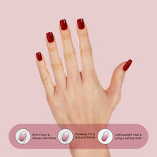 Load image into Gallery viewer, Nano® Ruby Desire Pressed on Nails - 24pcs with Glue | Instant Gel-Like Shine, Deep Red Glossy Fake Nails Set