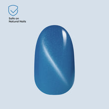 Load image into Gallery viewer, Nano® Sapphire Kitty Stare Pressed on Nails - 24pcs with Glue | Instant Gel-Like Shine, Electric Blue Fake Nails Set