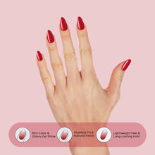 Load image into Gallery viewer, Nano® Scarlet Queen Pressed on Nails - 24pcs with Glue | Instant Gel-Like Shine, Classic Red Glossy Fake Nails Set
