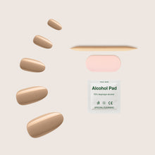 Load image into Gallery viewer, Nano® Toffee Glow Pressed on Nails - 24pcs Self-Adhesive | Warm Caramel Nude Finish, Glossy Natural Fake Nails Set
