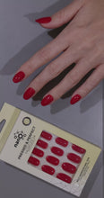 Load and play video in Gallery viewer, Nano® Passion Red Pressed on Nails - 24pcs Self-Adhesive | Bold Glossy Red Finish, Vibrant Fake Nails Set
