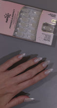 Load and play video in Gallery viewer, Nano® Opal French Glow Pressed on Nails - 24pcs with Glue | Instant Gel-Like Shine, Pearl White Glossy Fake Nails Set
