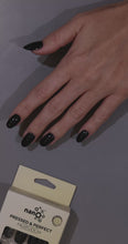Load and play video in Gallery viewer, Nano® Onyx Shine Pressed on Nails - 24pcs Self-Adhesive | Jet Black Gloss Finish, Glossy Black Fake Nails Set

