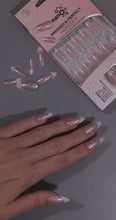 Load and play video in Gallery viewer, Nano® Barely French Pressed on Nails - 24pcs with Glue | Instant Gel-Like Shine, Chrome French Glossy Fake Nails Set

