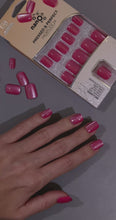 Load and play video in Gallery viewer, Nano® Blush Panther Stare Pressed on Nails - 24pcs with Glue | Instant Gel-Like Shine, Hot Pink Glossy Fake Nails Set
