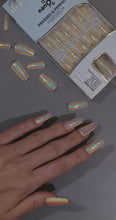 Load and play video in Gallery viewer, Nano® Chrome Golden Ember Pressed on Nails - 24pcs with Glue | Instant Gel-Like Shine, Gold Chrome Glossy Fake Nails Set
