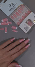 Load and play video in Gallery viewer, Nano® Blush French Edge Pressed on Nails - 24pcs with Glue | Instant Gel-Like Shine, Soft Pink French Glossy Fake Nails Set

