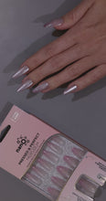 Load and play video in Gallery viewer, Nano® Blush Whisper Cateye Pressed on Nails - 24pcs with Glue | Instant Gel-Like Shine, Soft Pink Chrome Cat Eye Fake Nails Set

