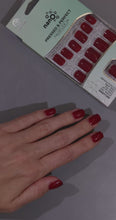 Load and play video in Gallery viewer, Nano® Ruby Desire Pressed on Nails - 24pcs with Glue | Instant Gel-Like Shine, Deep Red Glossy Fake Nails Set
