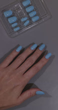 Load and play video in Gallery viewer, Nano® Aqua Dream Pressed on Nails - 24pcs Self-Adhesive | Sky Blue Finish, Glossy Blue Fake Nails Set
