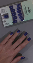 Load and play video in Gallery viewer, Nano® Royal Sapphire Pressed on Nails - 24pcs with Glue | Instant Gel-Like Shine, Deep Blue Glossy Fake Nails Set
