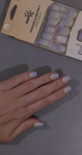 Load and play video in Gallery viewer, Nano® Cloud Whisper Pressed on Nails - 24pcs with Glue | Instant Gel-Like Shine, Soft Blue-White Ombre Fake Nails Set
